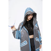 Unisex Jacket Retro Patchwork Contrast Color Sports Jacket